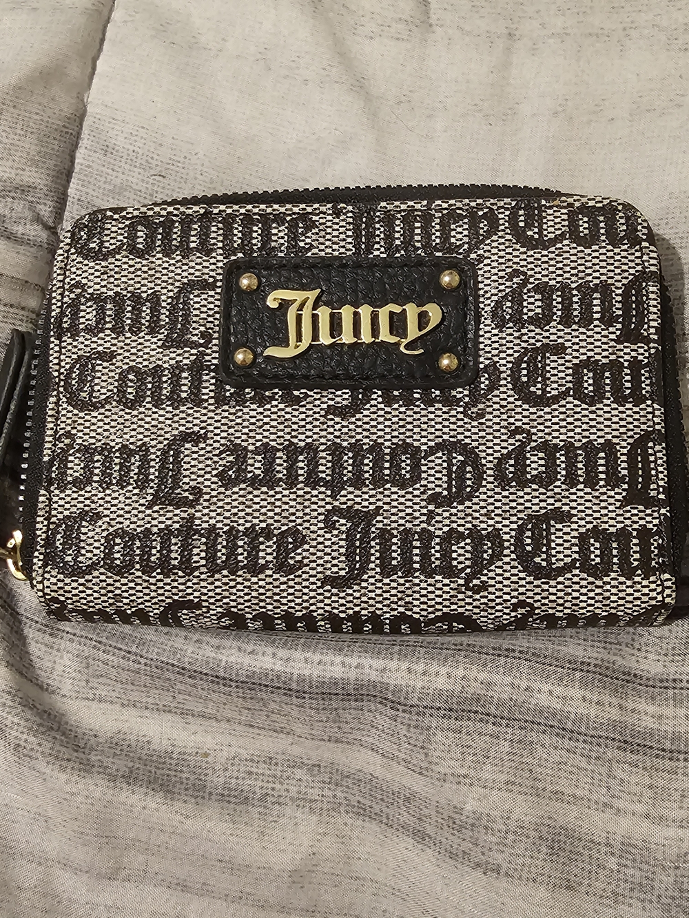Juicy Couture Black Logo Zip Wallet